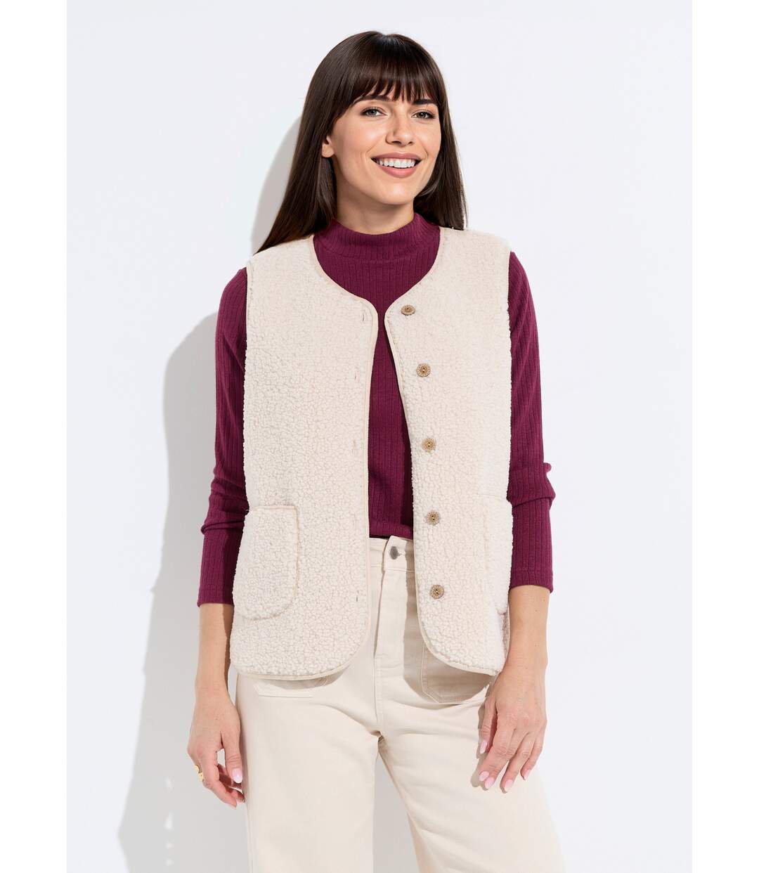 Veste sans manches en sherpa intérieur velouté-1