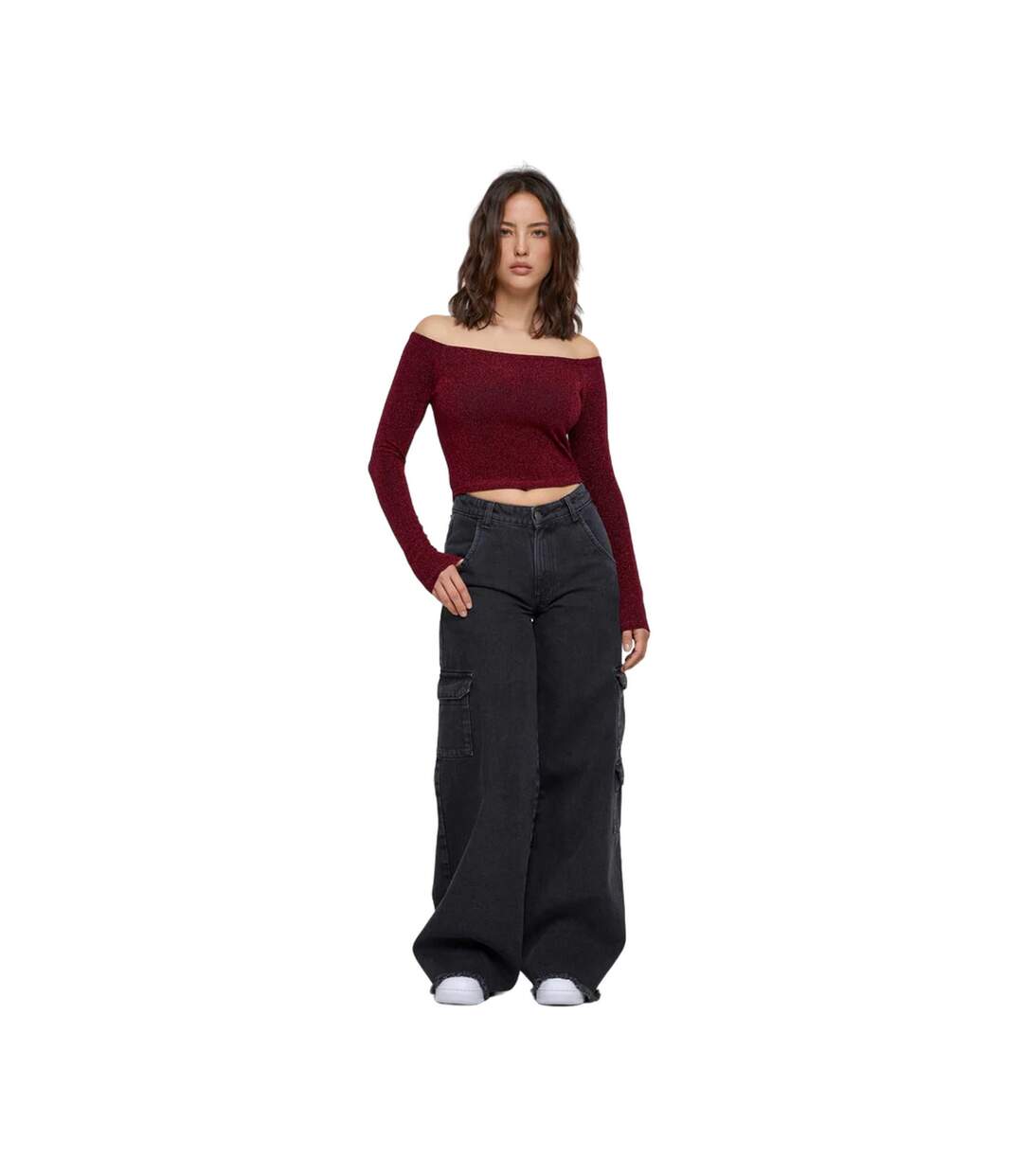 Haut Manches Longues Motif/style Paillettes Femme Bordeaux Urban Classics-1