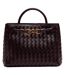 Woven Leather Tote Bag One Size Brown Where´s That From-1
