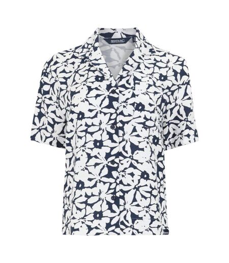 Womens/ladies Salise Large Floral Lightweight Shirt Navy White Regatta