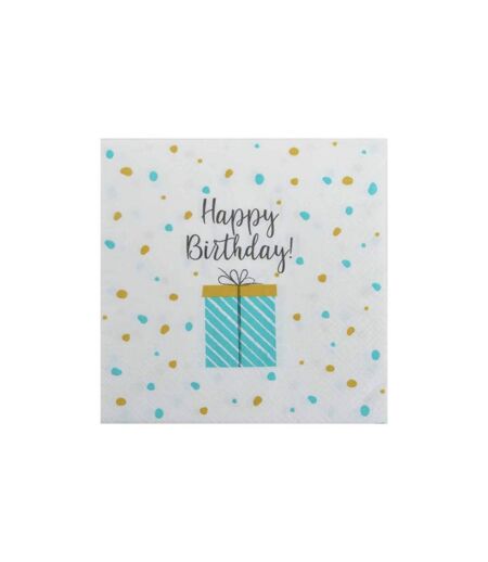 Lot de 20 Serviettes en Papier Birthday 33x33cm Bleu