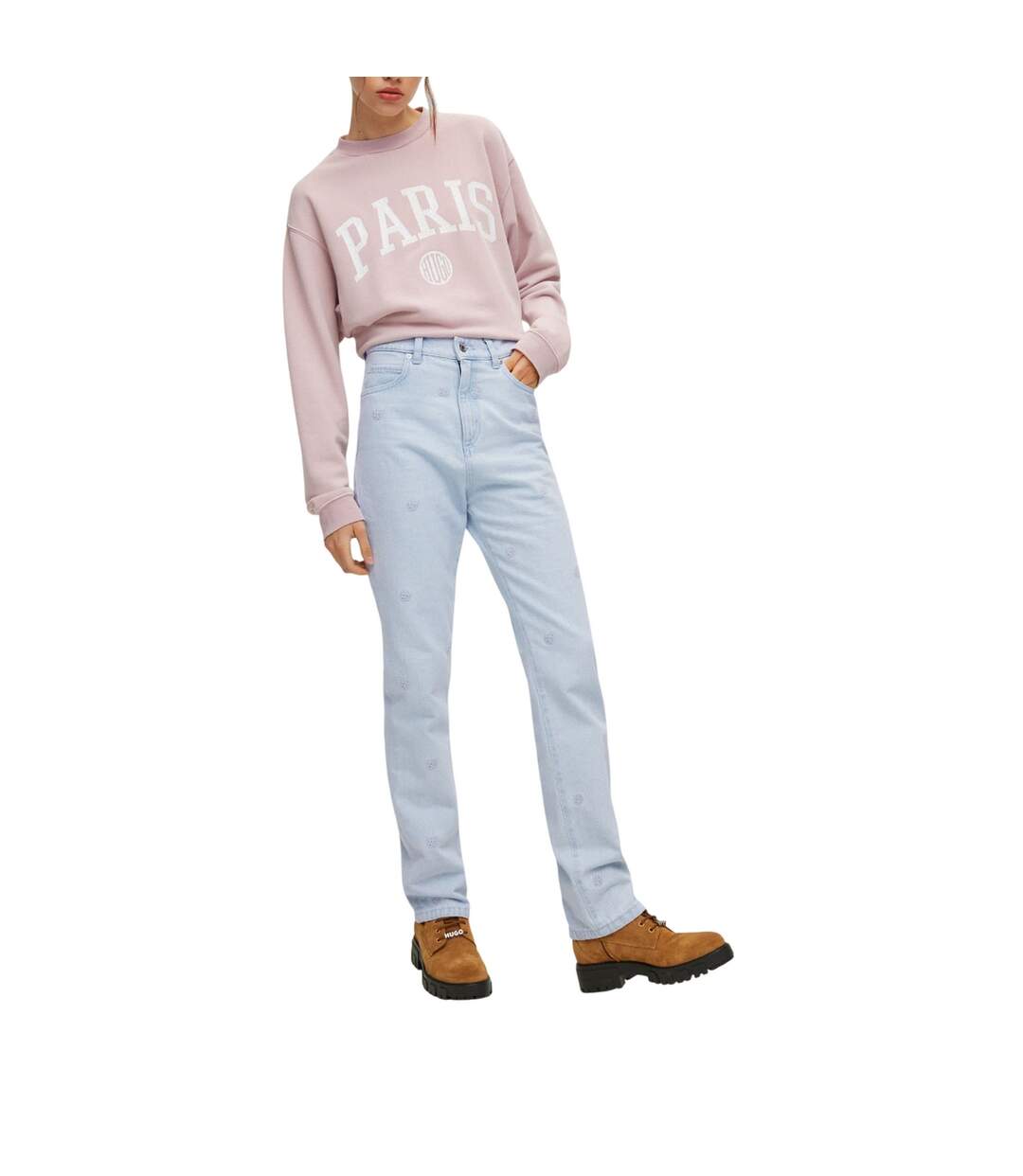 Womens/ladies Gayang Relaxed Fit Jeans Turquoise Hugo-1
