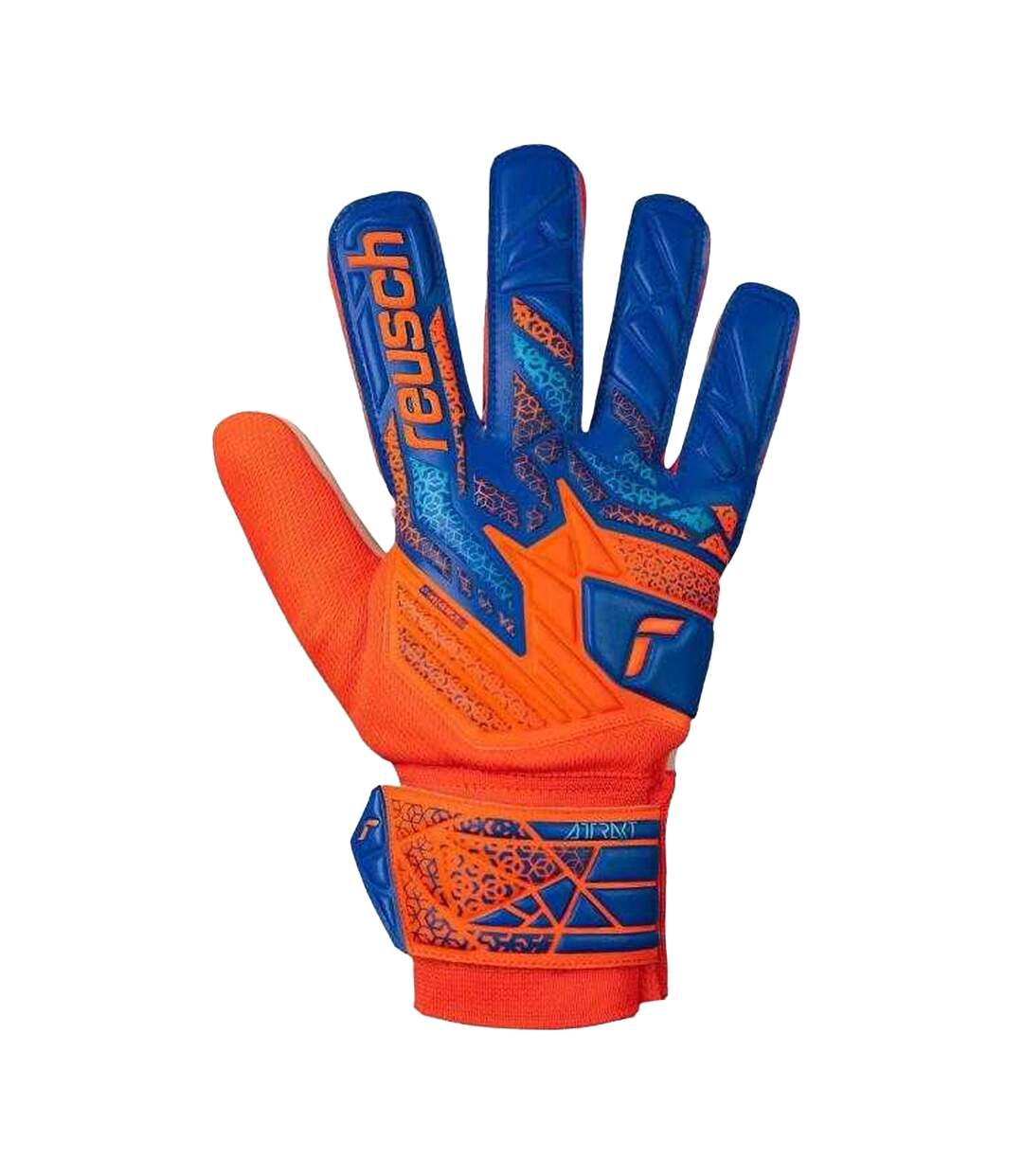 Childrens/kids Attrakt Solid Goalkeeper Gloves Blue Orange Reusch-1