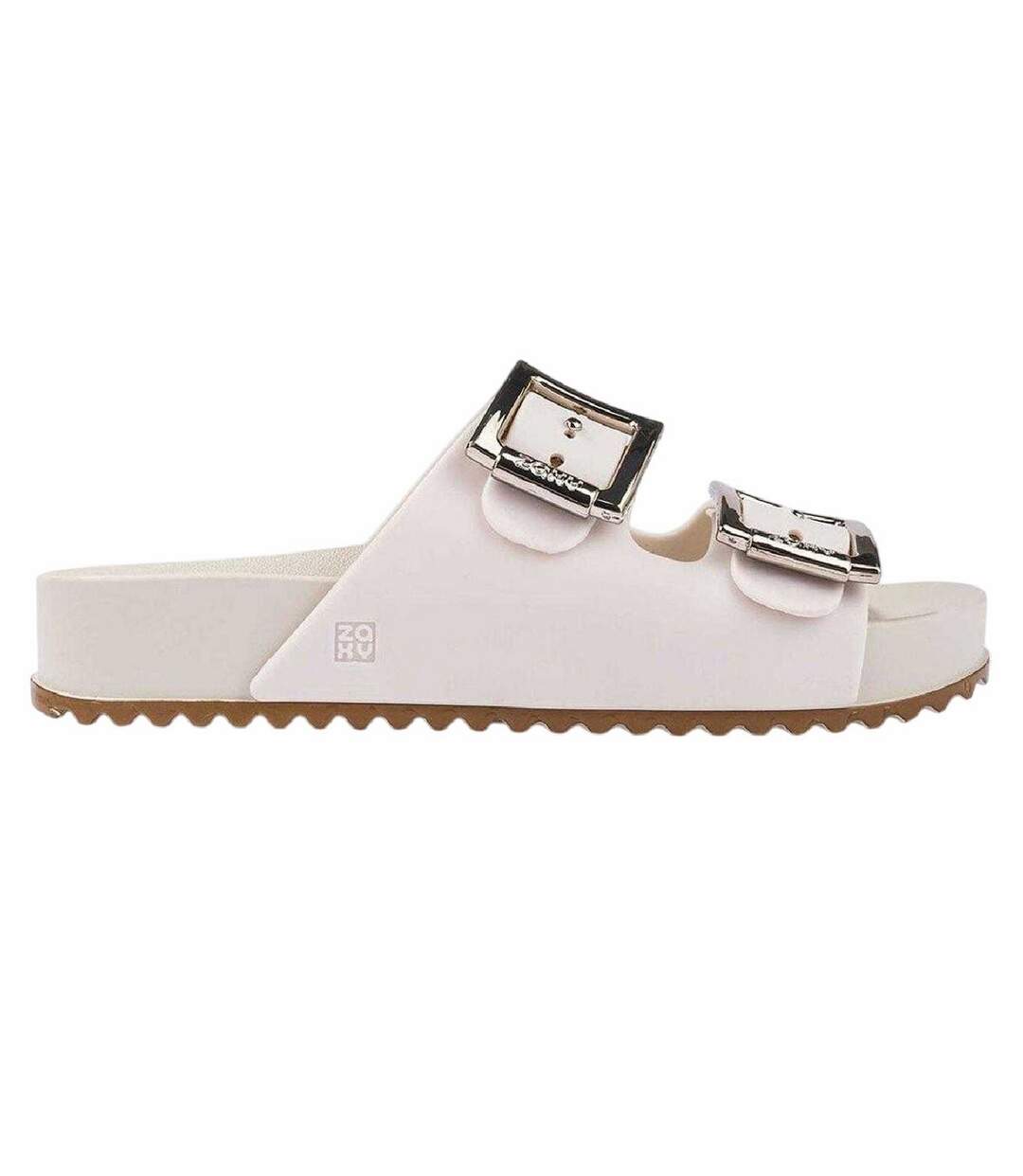 Womens/ladies Slip-on Flat Sliders White Zaxy-3