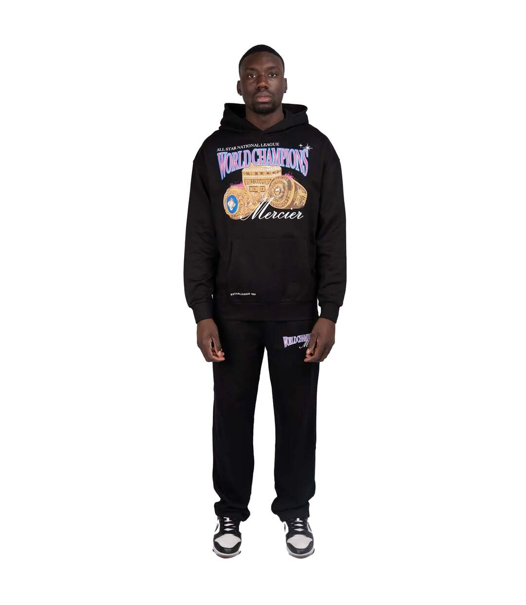 Mens Champions Jogging Bottoms Black Mercier-3