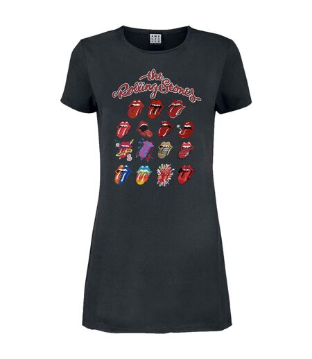 Womens/ladies evolution the rolling stones t-shirt dress charcoal Amplified
