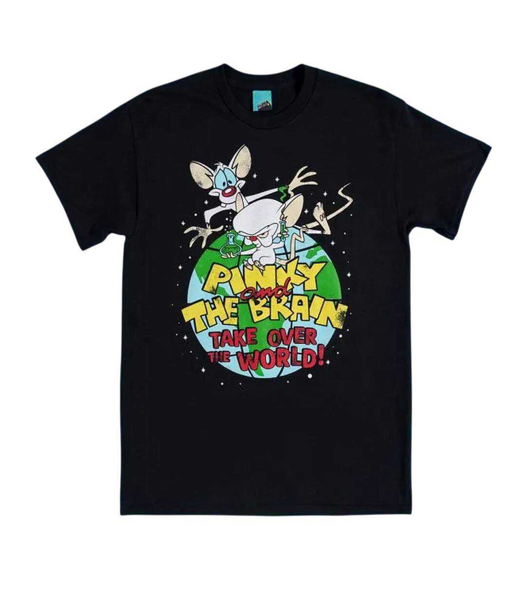 T-shirt Take Over The World Adulte Noir Pinky And The Brain-1