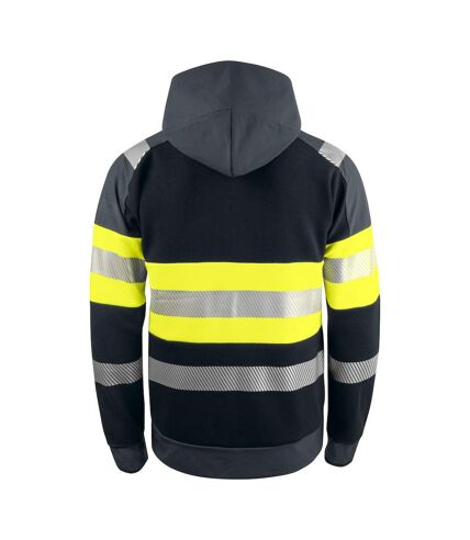 Mens hooded hi-vis work jacket yellow/black Projob