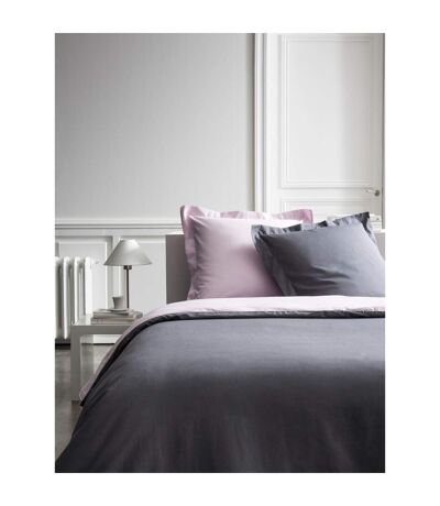 Housse de couette et 2 Taies d'oreiller Bicolore - 220 x 240 cm - Coton Percale - Gris et lila