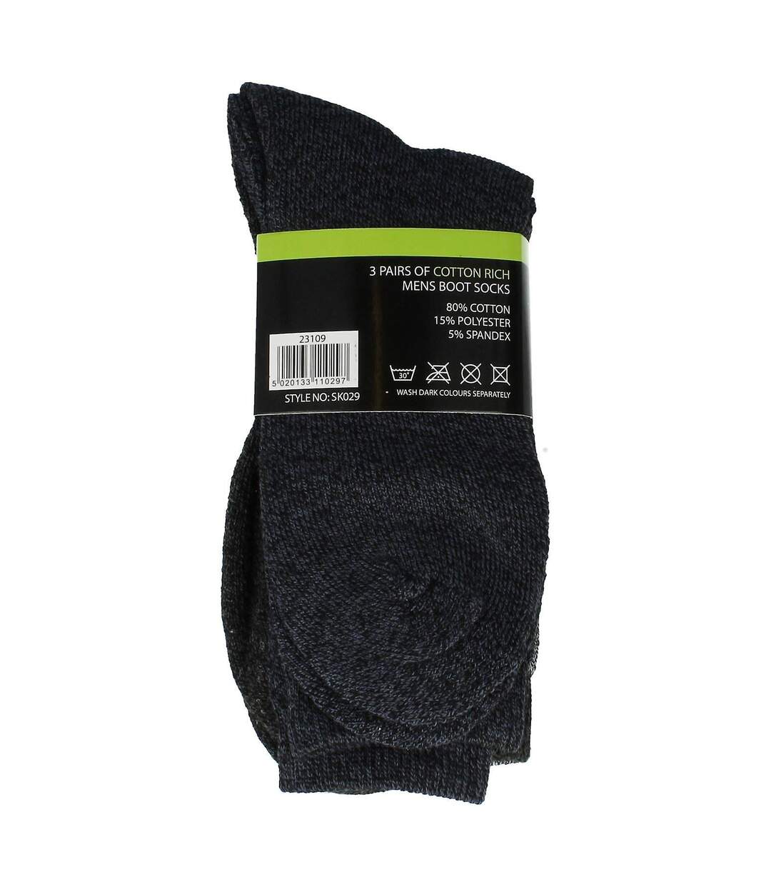 Mens boot socks 3 pairs grey/black/navy Laltex-3