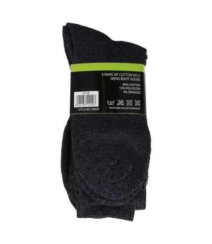 Laltex Mens Boot Socks (3 Pairs) (Gray/Black/Navy) - UTST1537