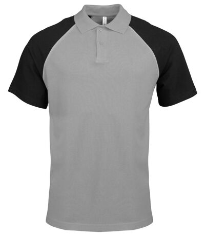 Polo bicolore baseball homme - K226 - gris - noir - manches courtes