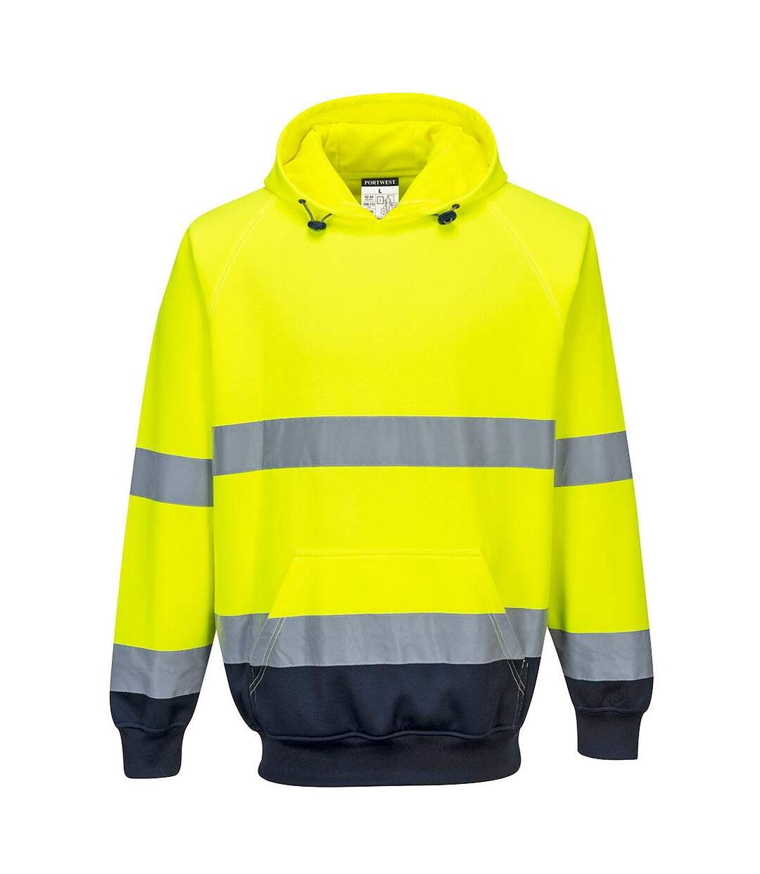 Mens b316 contrast hi-vis hoodie yellow/navy Portwest-1