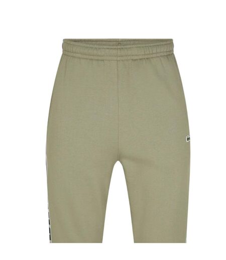 Mens Side Stripe Slim Sweatpants Khaki Green Lacoste