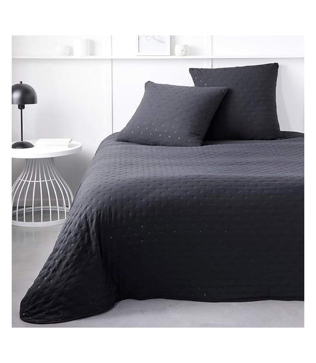 Couvre lit noir + 2 taies d'oreiller today 260x240cm-1