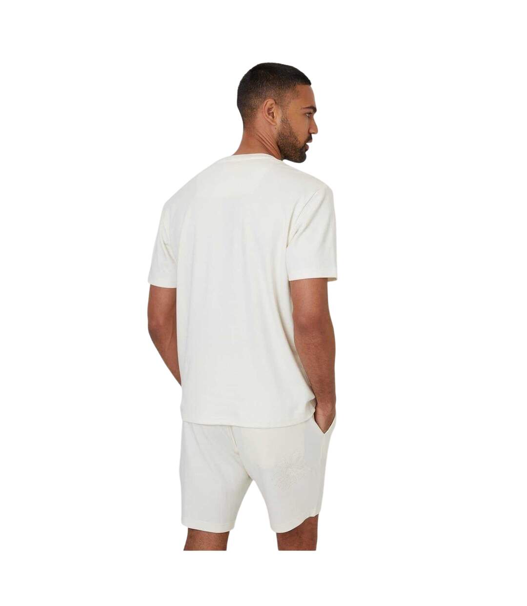 Mens Embroidered Flower Regular T-shirt White Threadbare-3