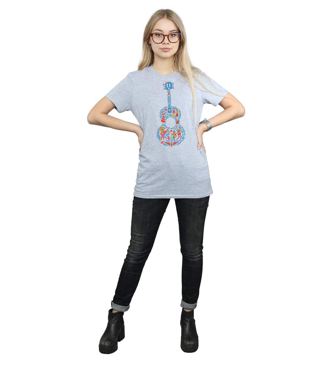 Disney - T-shirt COCO GUITAR PATTERN - Femme (Gris chiné) - UTBI16466-4