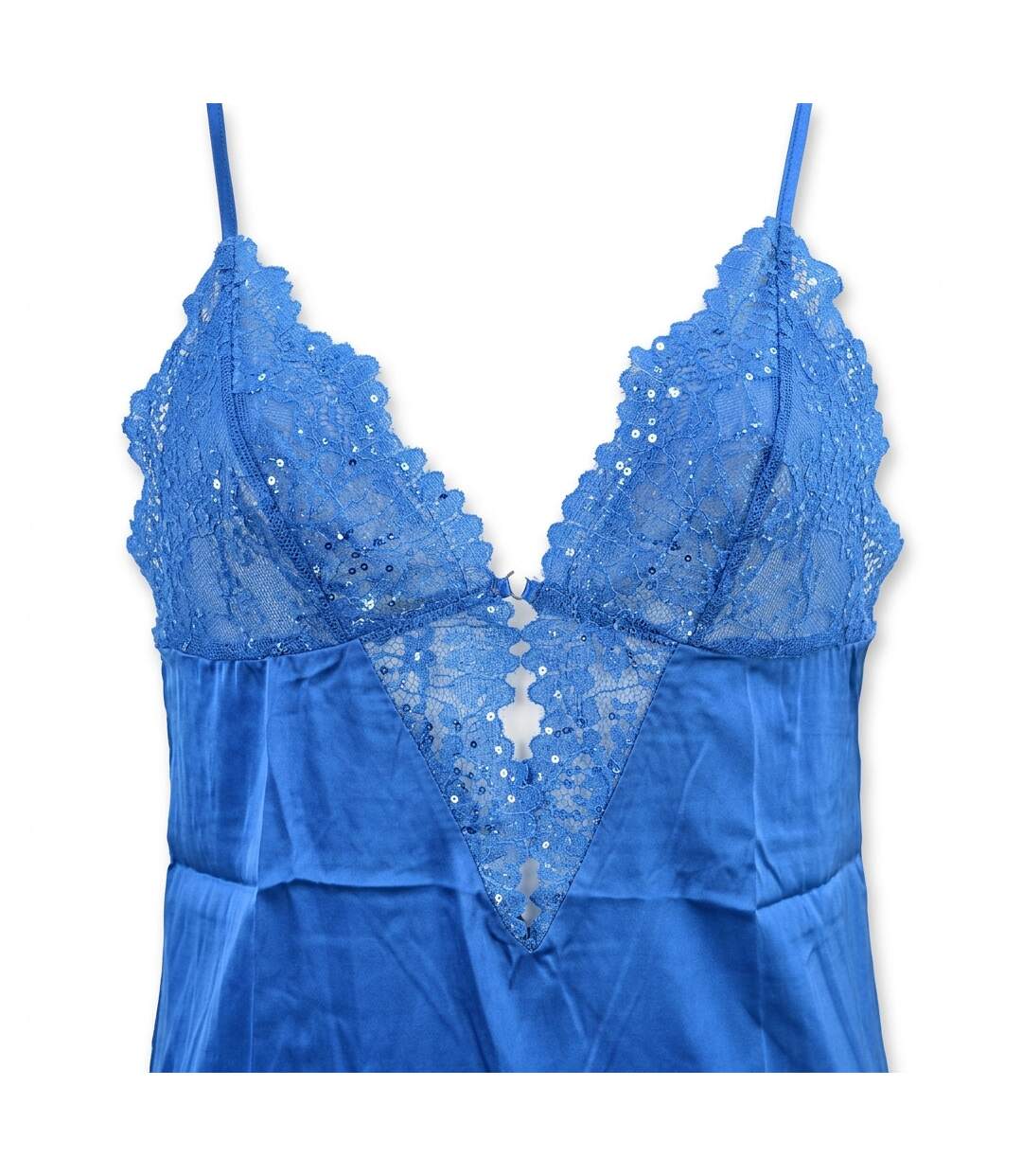 OZABI Nuisette et Kimono Femme Satin Effet Soie Dentelle Pailletée-3