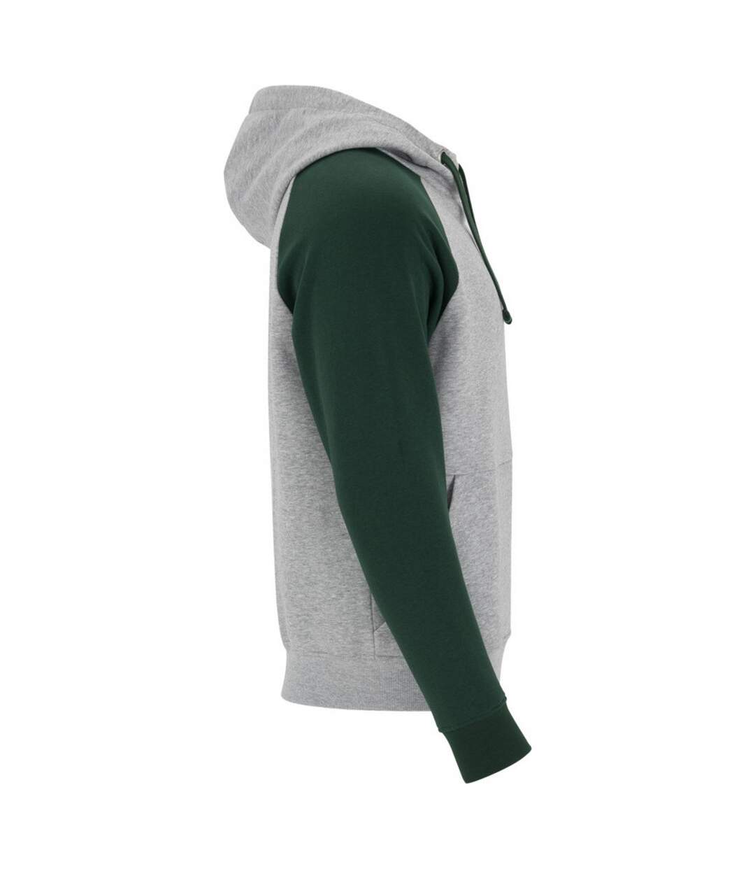 Sweat à capuche badet adulte gris chiné / vert bouteille Roly