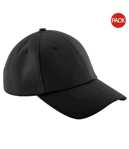 Beechfield Unisex Authentic 6 Panel Baseball Cap (Pack of 2) (Black) - UTBC4234