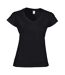 T-shirt À Manches Courtes Et Col En V Femme Noir Gildan-2