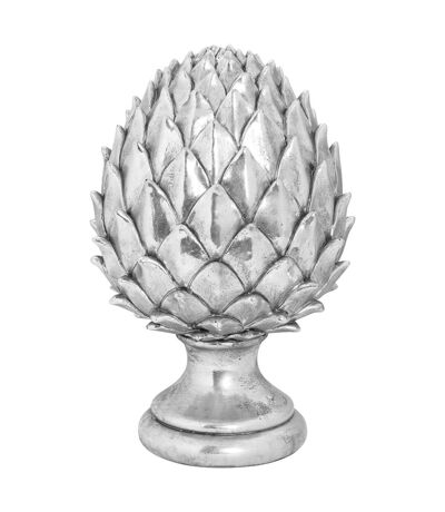 Ceramic pinecone ornament 40cm x 20cm x 20cm silver Hill Interiors