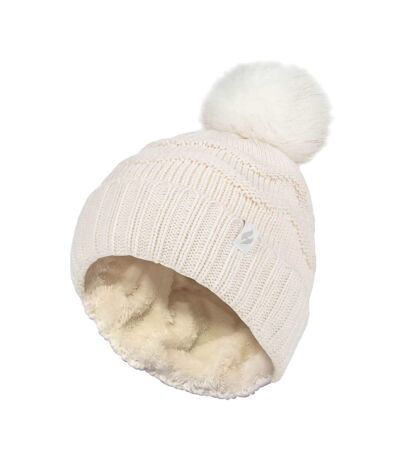 Heat Holders - Bonnet Femme Hiver Tricot Zigzag | Polaire avec Pompon