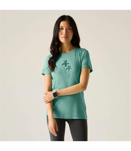 T-shirt De Marche Motif/style Imprimé Graphique Fingal Femme Turquoise Pastel Imprimé Regatta