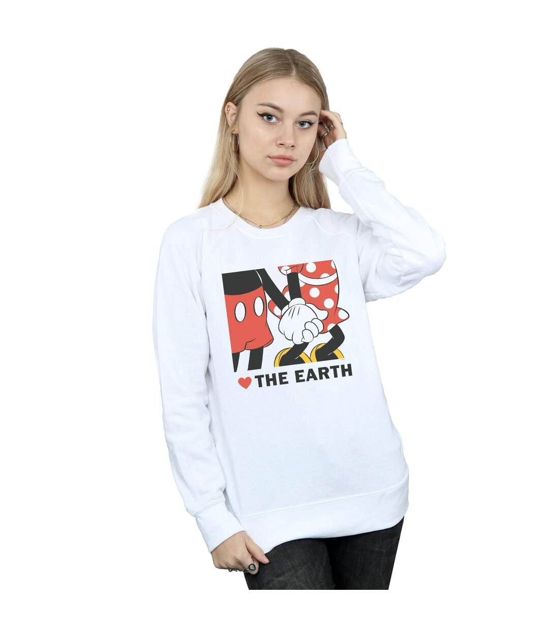Disney Sweat-shirt Womens/Ladies Mickey Mouse Heart The Earth (Blanc) - UTBI27460-2