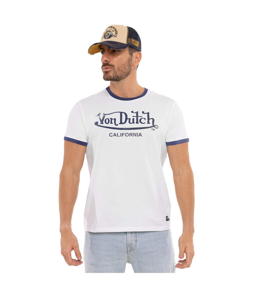 T-shirt  homme en coton stretch col rond avec print devant Blast Vondutch-1