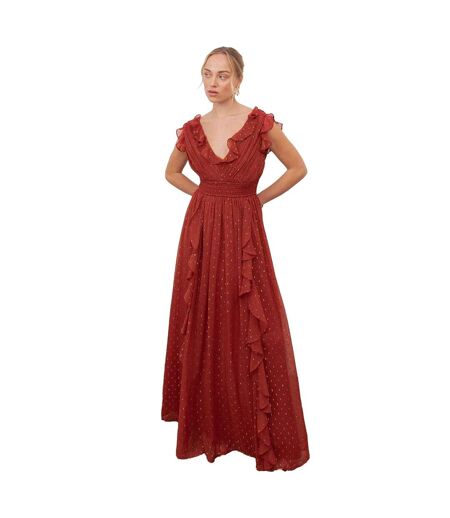 Robe Longue Manches Style Cascade Femme Rouge Piment Anaya With Love