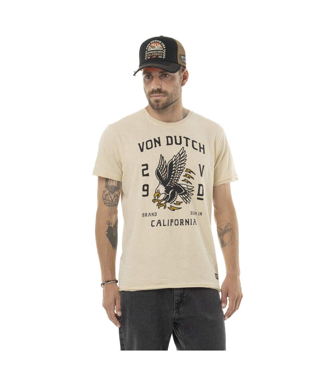 T-shirt homme col rond regular en coton print devant Brave Vondutch-1