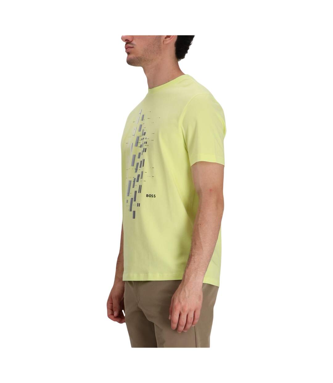 Mens Geometric Stretch Regular T-shirt Green Boss-4