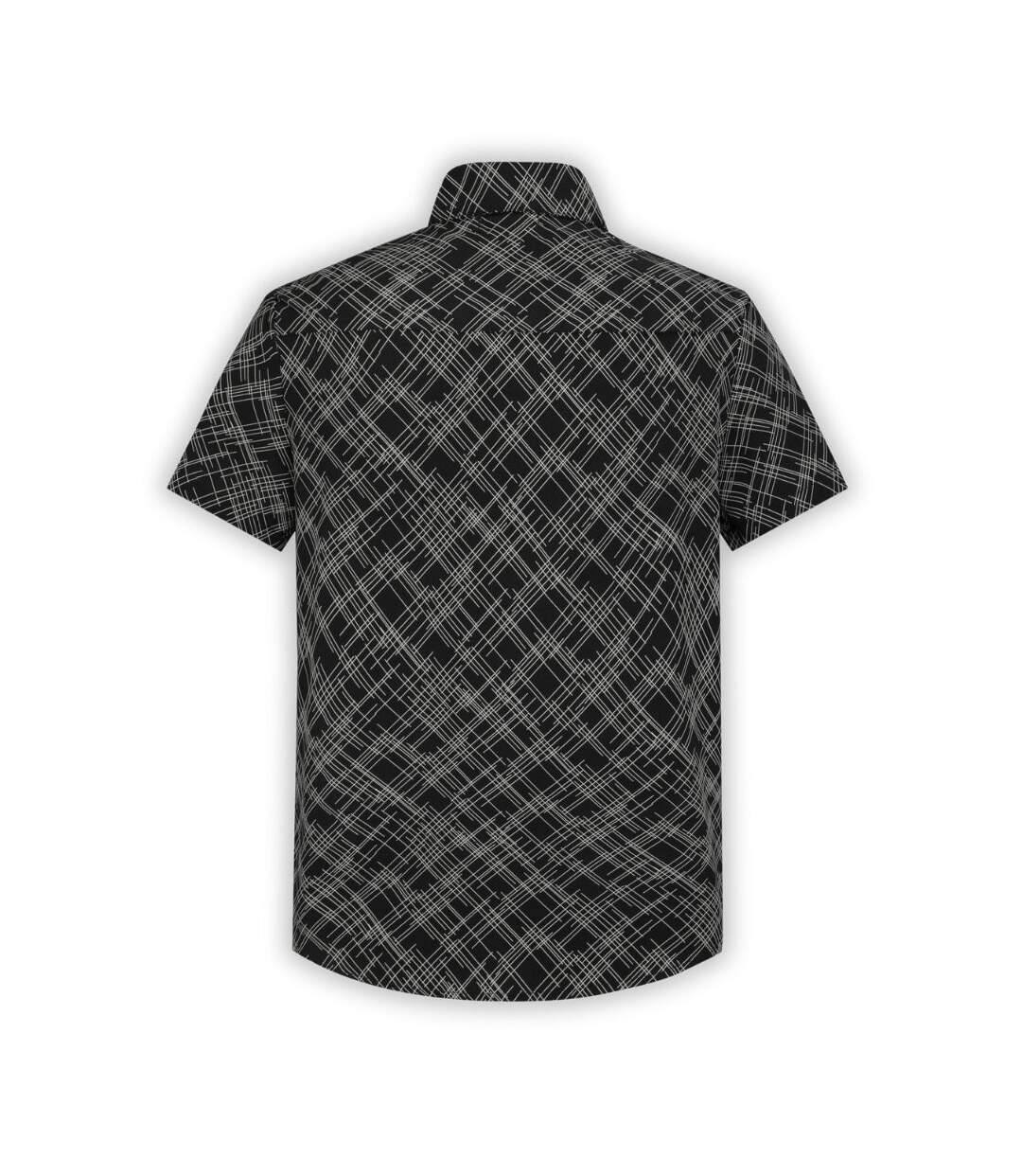 Chemise homme manches courtes à motifs abstraits couleur noir-3