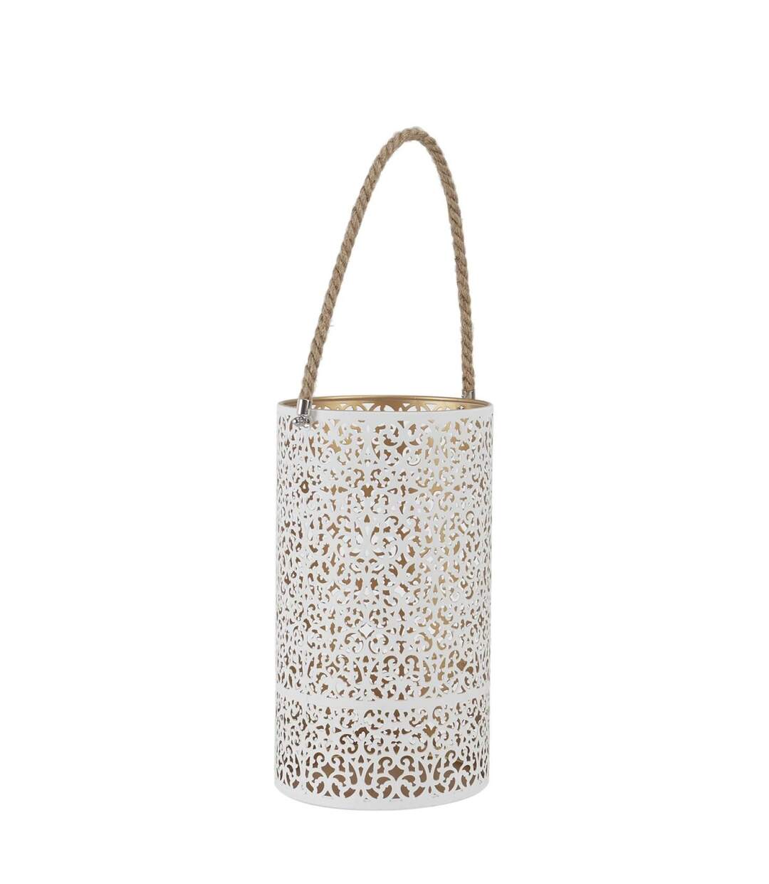 Lot de 2 Lanternes Déco Ajouré 39cm Blanc-3