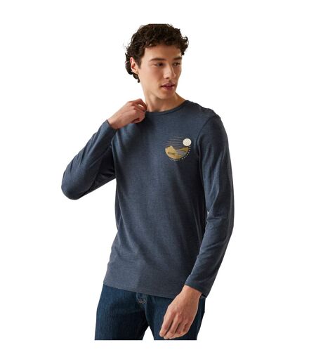 Mens Maylow Scenery Marl Long-sleeved T-shirt Navy Marl Regatta