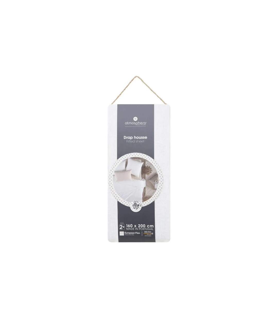 Drap Housse en Lin Adorable 160x200cm Blanc-3