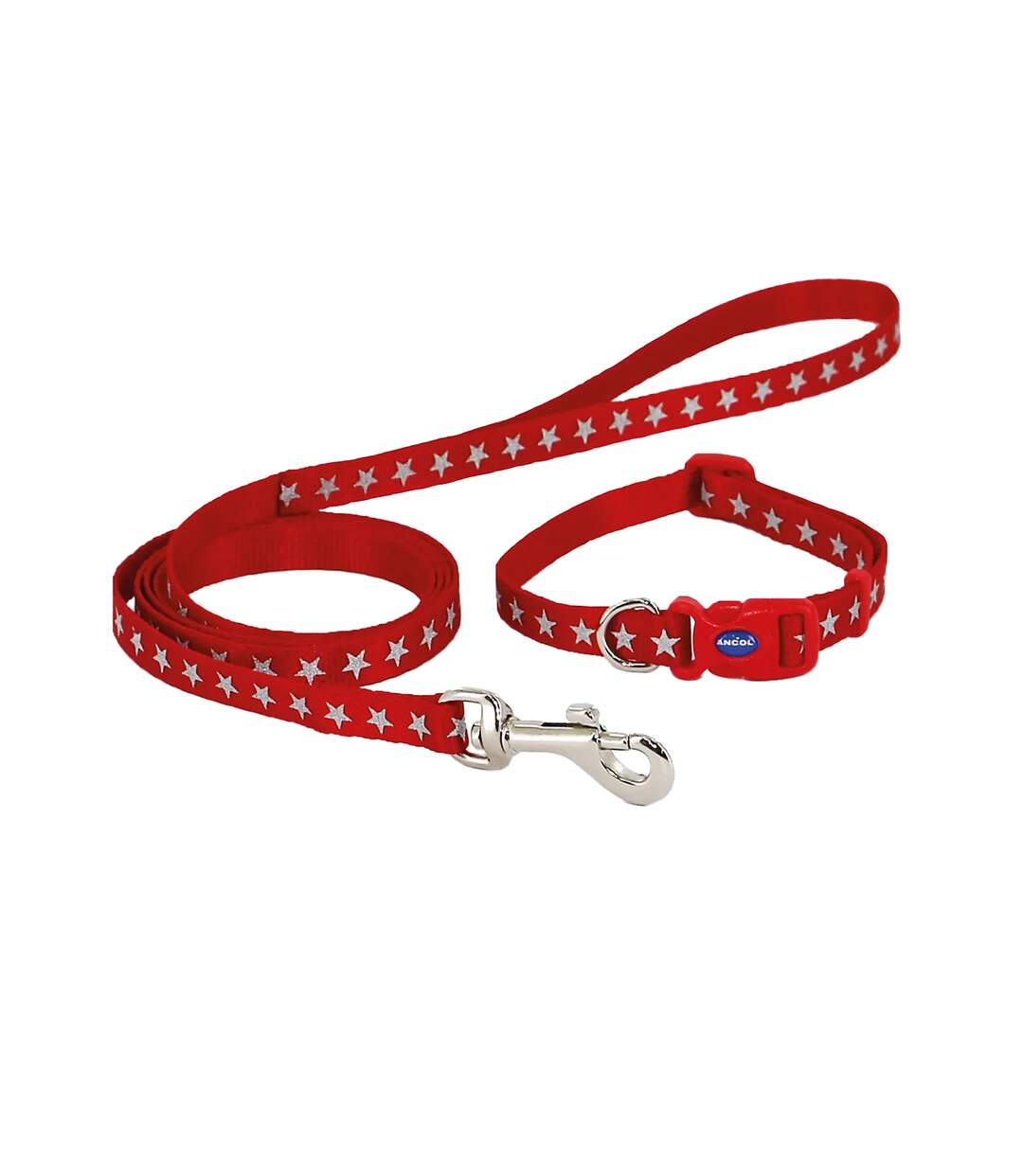 Small bite reflective dog collar and lead set 20cm 30cm red Ancol-1