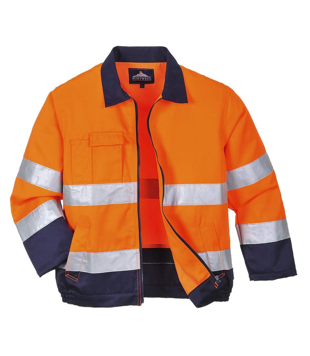 Mens madrid contrast high-vis bomber jacket orange/navy Portwest-1