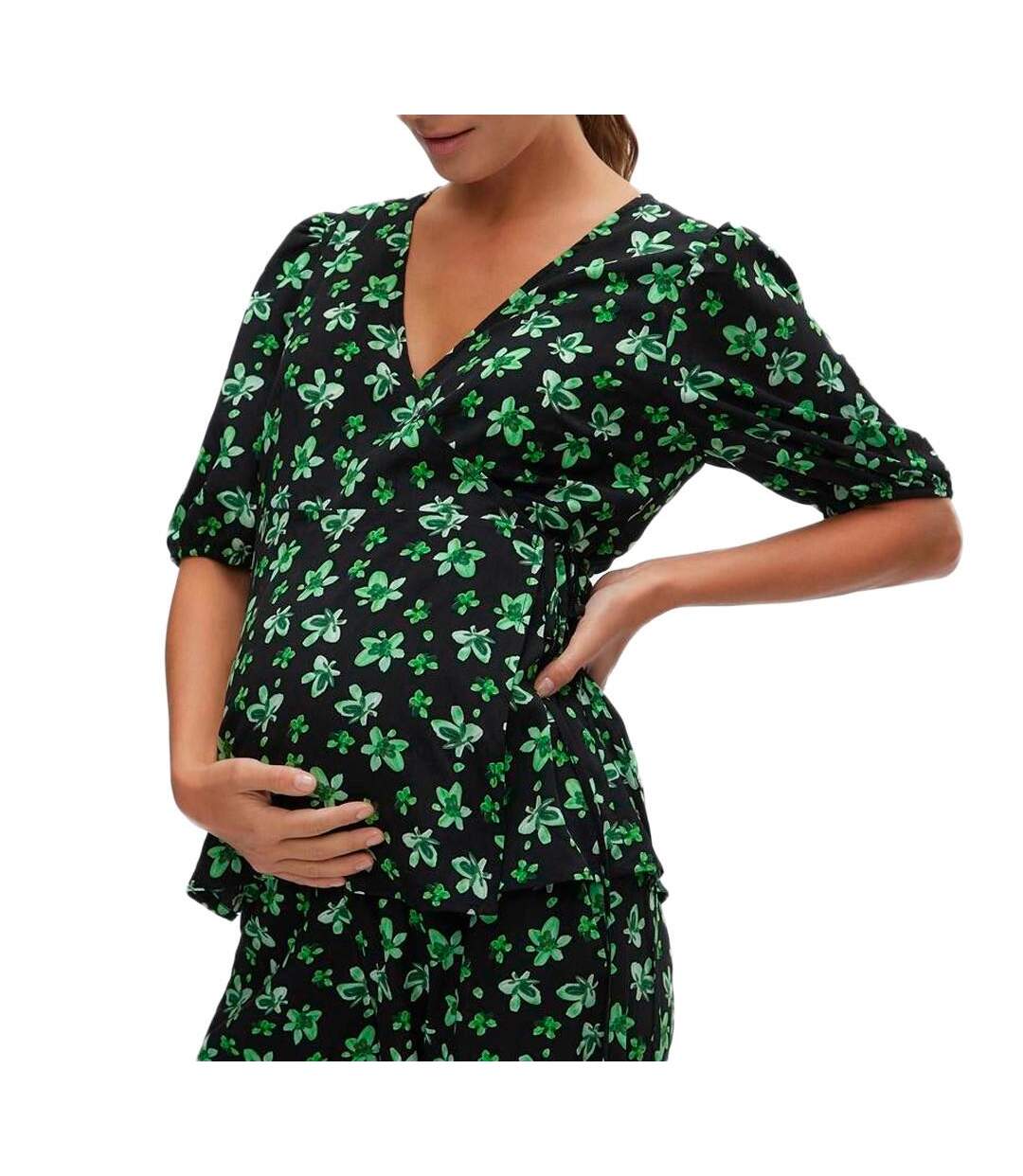 Blouse de grossesse vert/noir femme mamalicious linor-1