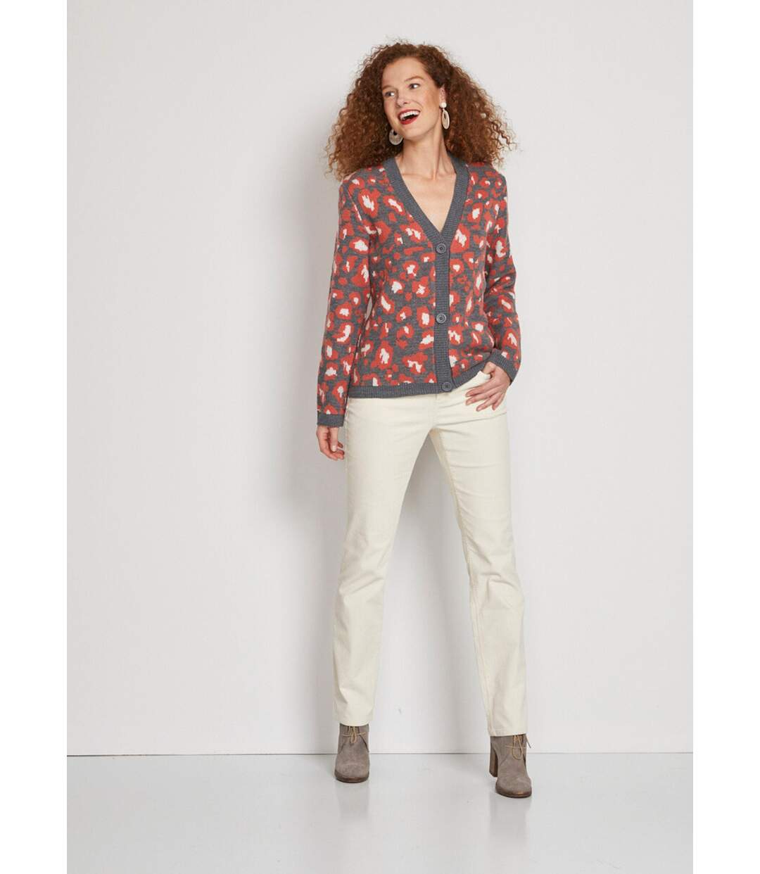Gilet court boutonné jacquard léopard-4