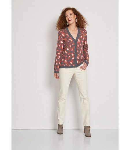 Gilet court boutonné jacquard léopard