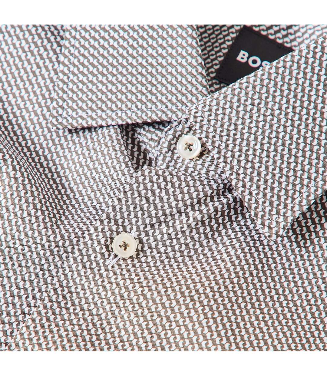 Chemise Motif/style À Motifs Hank Homme Vert Foncé Boss-1