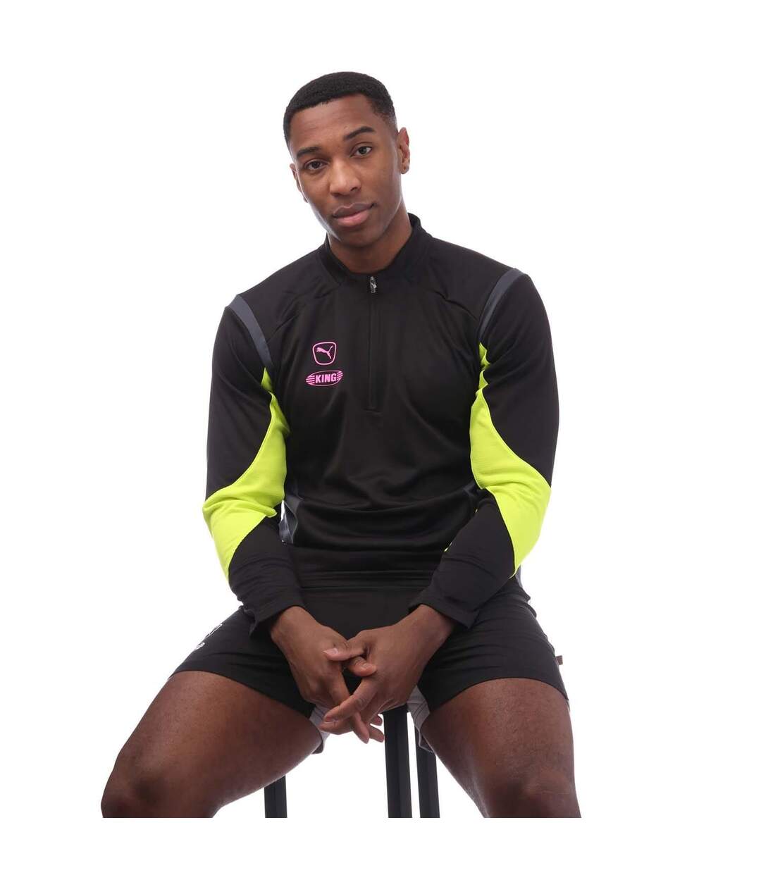 Mens King Pro Quarter Zip Top Black Puma-4