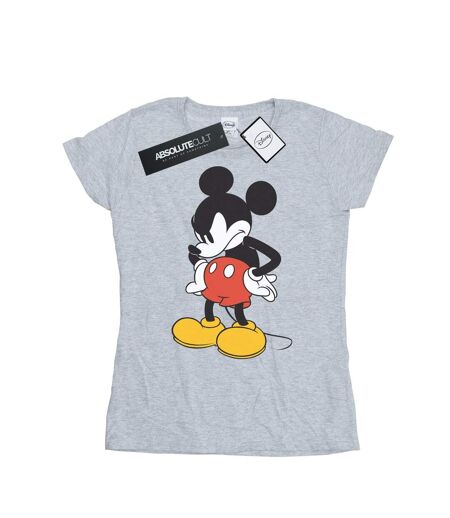 Disney T-shirt en coton Femme/Ladies Mickey Mouse Angry Look Down (Gris sportif) - UTBI32103