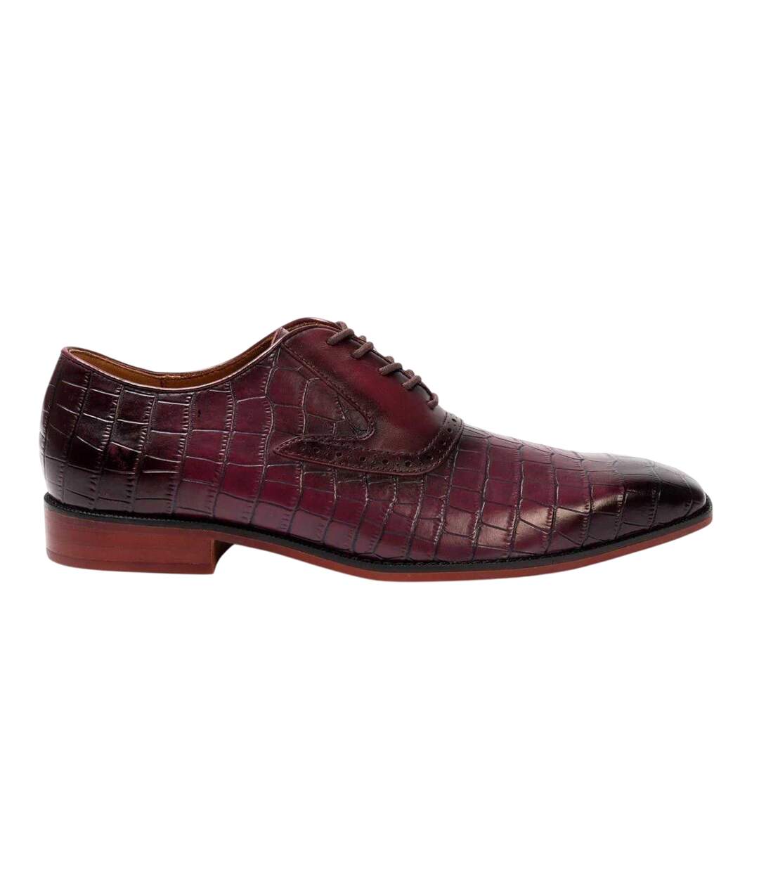 Mens Croc Full Grain Leather Oxford Shoes Maroon Giorgio-3