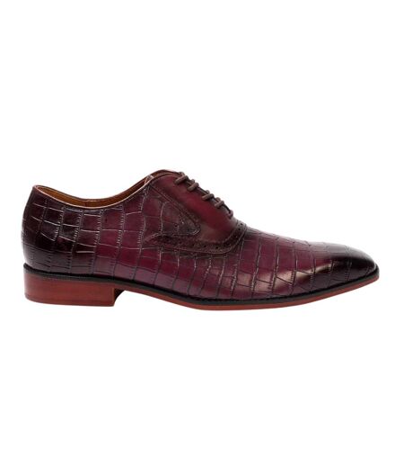 Mens Croc Full Grain Leather Oxford Shoes Maroon Giorgio