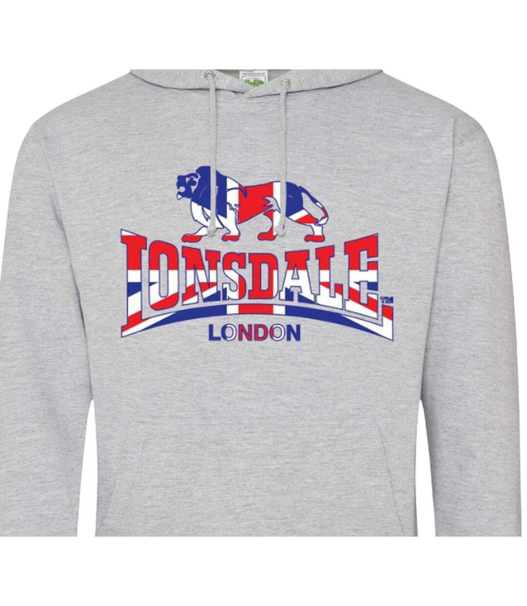 Mens Union Jack Logo Hoodie Grey Lonsdale-3