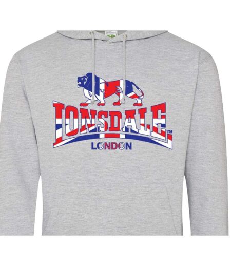 Mens Union Jack Logo Hoodie Grey Lonsdale