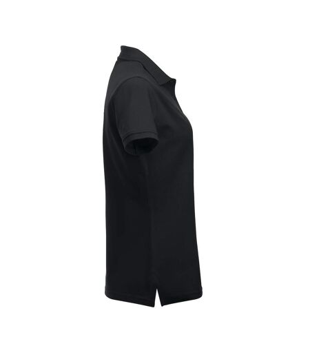 Womens/ladies Manhattan Polo Shirt Black Clique